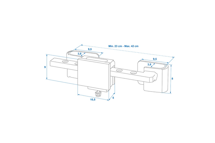 Serratura antifurto regolabile ProPlus 381341V01 per rimorchio portacontainer, da 23 a 42 cm.
