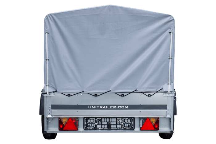 Rimorchio monoasse 230x125 UNITRAILER GARDEN 230 KIPP con telaio H-800 e copertura grigia
