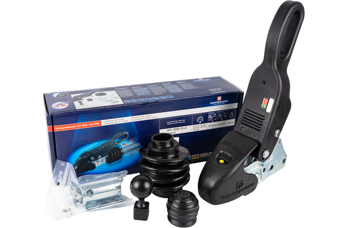 Gancio a sfera WINTERHOFF WS3000 con stabilizzatore per rimorchio da 3000 kg con timone tubolare da 35-50 mm, ghisa