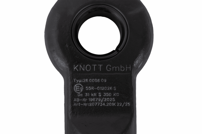 Gancio di traino KNOTT KK7293S per rimorchio da 3500 kg con timone tubolare da 45 mm, nuovo tipo
