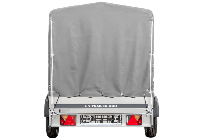 Rimorchio monoasse 230x125 UNITRAILER GARDEN 230 KIPP con telaio H-1100 e copertura grigia