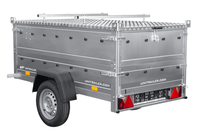 Rimorchio leggero 200x106 UNITRAILER GARDEN 200 KIPP con sponde BIS e copertura in alluminio