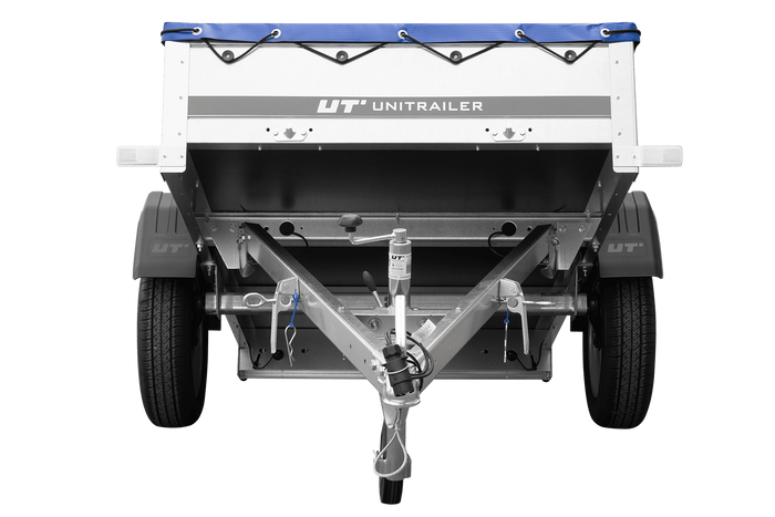 Rimorchio da giardino 200 Kipp con ruota tastatrice, telaio H-0 e telone blu