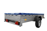 Rimorchio leggero 264x125 UNITRAILER GARDEN 264 KIPP con telaio H-0 e copertura blu