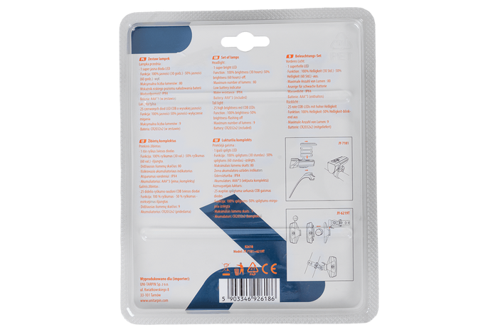 Set di luci per bicicletta a batteria PROFEX 92618 Super Vision (anteriore e posteriore)