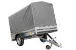 rimorchio Garden Trailer 230 kipp con ruota di appoggio, telaio h-1100 e copertura grigia