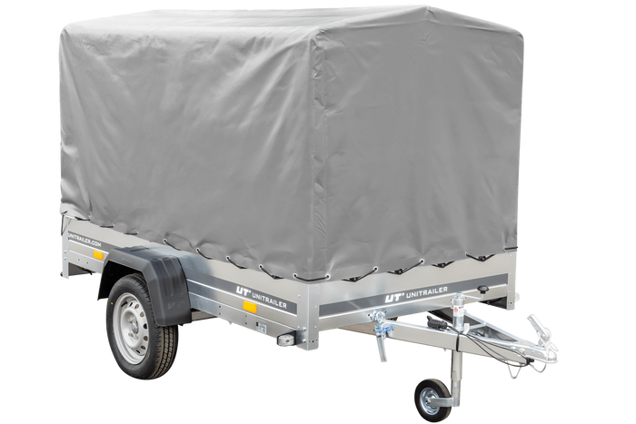 Rimorchio monoasse 230x125 UNITRAILER GARDEN 230 KIPP con telaio H-1100 e copertura grigia