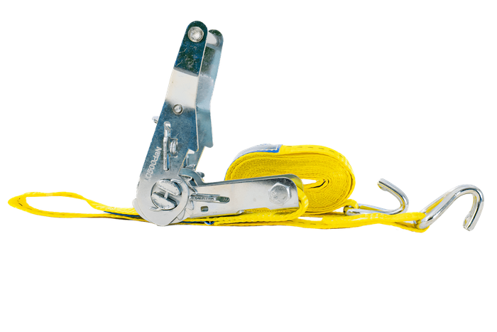Set di quattro cinghie di trasporto UNITRAILER gialle da 3 m/25 mm/1 t con tenditore