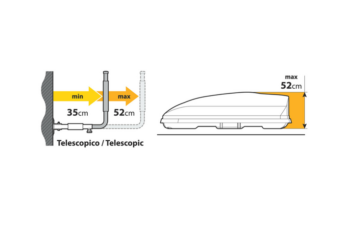 Staffe da parete per box da tetto LAMPA TIPO 1 supporto laterale 35-52cm