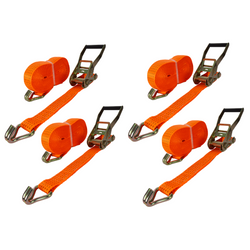 Set di quattro cinghie di trasporto UNITRAILER arancioni da 15 m/50 mm/5 t con tenditore