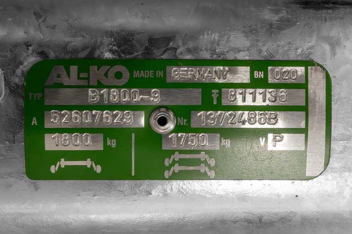 Assale frenato AL-KO EURO per rimorchio/portauto 1800 kg 1650 mm 2150 mm 5x112