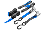 Set di due cinghie di trasporto HILLS da 3 m/25 mm/1 t con tenditore e due imbracature da 0,45 m per fissare la motocicletta.