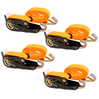 Set di quattro cinghie di trasporto KAMAR da 3 m/25 mm/0,8 t di colore arancione con tenditore.