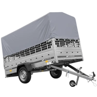 RIMORCHIO TRASPORTO COSE RIMORCHIO LEGGERO 750 KG UNITRAILER GARDEN TRAILER 264 KIPP CON SOVRASPONDE A RETE RUOTINO CENTINA E TELO GRIGIO