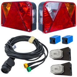 Set luci: luci posteriori DOBPLAST DPT35 + luci di posizione laterali ASPÖCK FLEXIPOINT I + cablaggio MANTES 5,2 m 13PIN