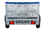 Rimorchio leggero 230x125 UNITRAILER GARDEN 230 KIPP con sponde BIS e telone blu