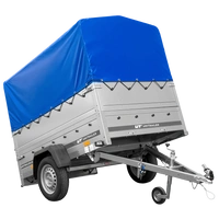 Rimorchio monoasse 200x125 UNITRAILER GARDEN 201 KIPP con sponde BIS, telaio H-800 e telo di copertura blu