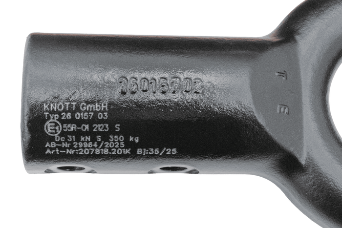 Gancio di traino KNOTT KK7937S per rimorchio da 3500 kg con timone tubolare da 60 mm, nuovo tipo