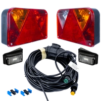 Set luci: luci posteriori DOBPLAST + luci laterali a LED DOBPLAST + cablaggio MANTES 8m 13 PIN + connettori rapidi