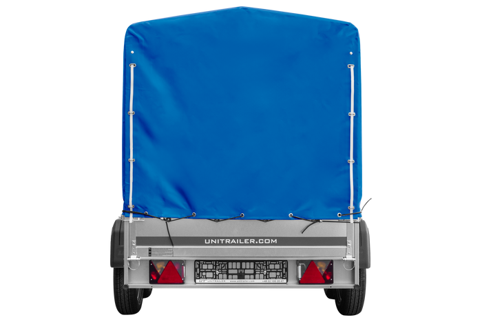 Rimorchio a due assi 264x125 UNITRAILER GARDEN 264/2 KIPP con telaio H-1100 e telone blu