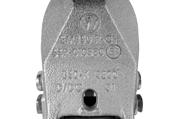 Gancio di traino WINTERHOFF WW 350-RCH-1616 per rimorchio da 3500 kg con timone in tubo da 60 mm, in ghisa.