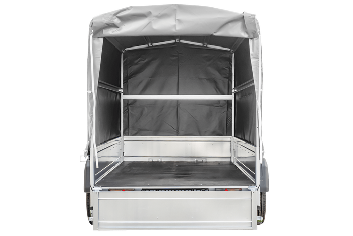 rimorchio Garden Trailer 230 kipp con ruota di appoggio, telaio h-1100 e copertura grigia