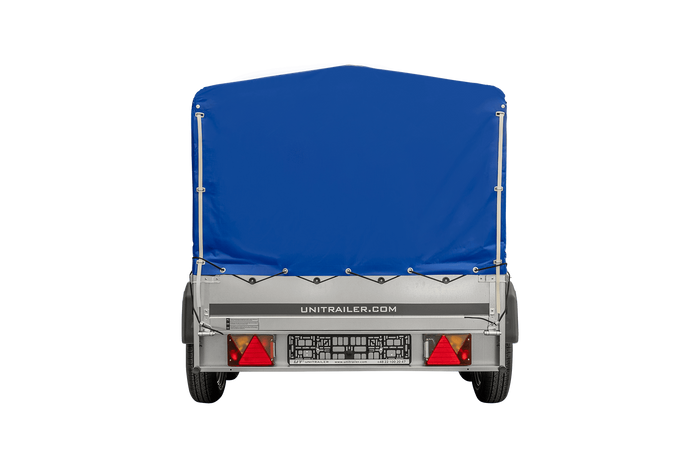 RIMORCHIO GARDEN TRAILER UNITRAILER 264/2 KIPP CON RUOTINO D'APPOGGIO, TELAIO H-800 E COPERTURA BLU