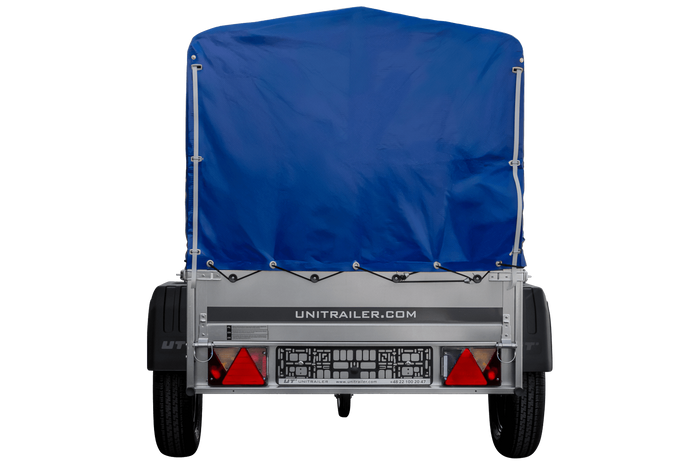 Rimorchio leggero 150x106 con telone blu e centina PTT 750 kg Garden Trailer 150 kipp