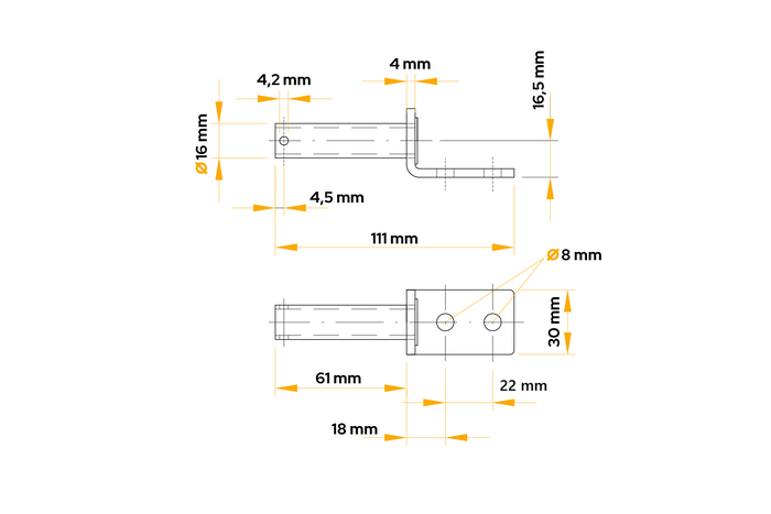 Cerniera laterale con supporto UNITRAILER BSCH 10-270+BSCHG 10-A montaggio laterale completo per rimorchio
