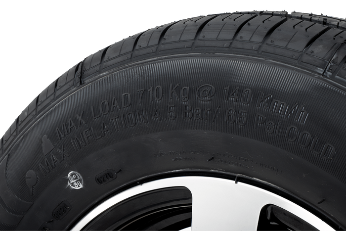 Ruota rinforzata per rimorchio KENDA PNEUMATICI 165/80 R13C 96/94N CERCHIO ALU STARCO lucidato 5Jx13"H2 5x112 ET:30