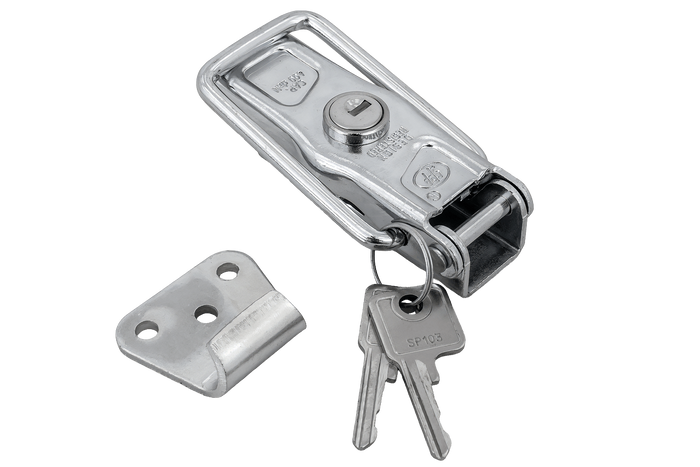 Gancio laterale con fissaggio STEELPRESS ZB-13A+Z-11A, serratura laterale del rimorchio completa con chiave