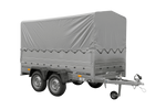 Rimorchio per auto a 2 assi UNITRAILER GARDEN TRAILER 264/2 KIPP con ruota di supporto, sponde bis, telaio h-800 e telo grigio