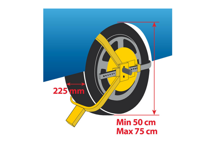Bloccaruota LAMPA WHEEL CLAMP universale per ruote da 13 a 18"