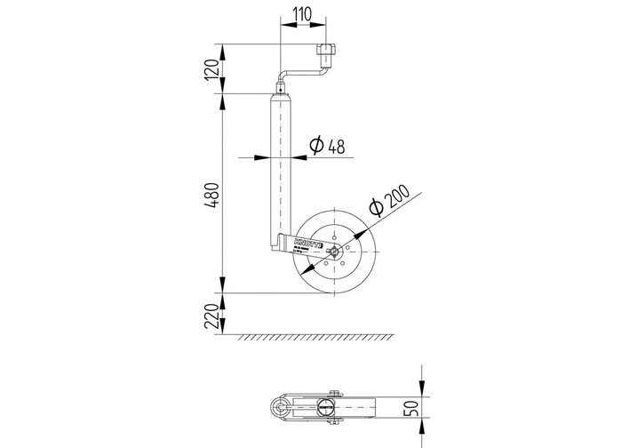 Ruota di supporto TK48 KNOTT 4802819X 150kg 48mm