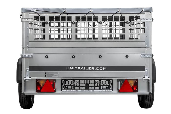 UNITRAILER GARDEN TRAILER 230 KIPP CON RUOTINO SOVRASPONDE IN RETE E TELO PIATTO GRIGIO