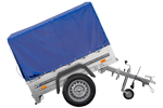 Rimorchio leggero 150x106 con telone blu e centina PTT 750 kg Garden Trailer 150 kipp