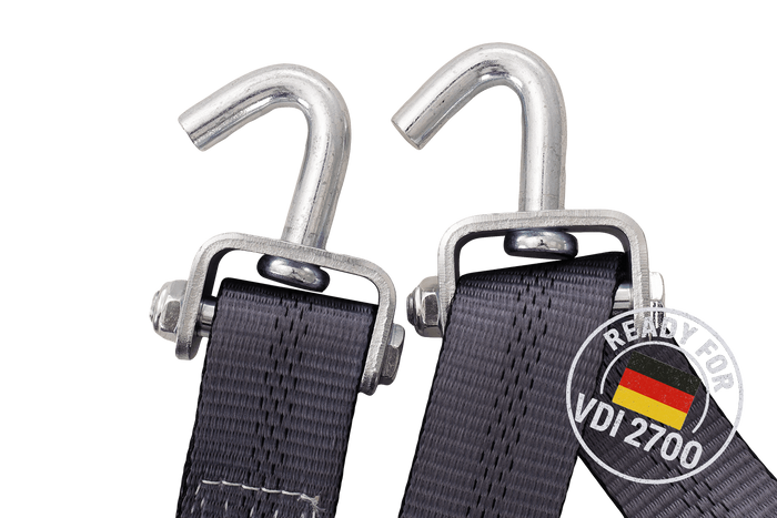 Set di quattro cinghie di trasporto per rimorchi HEFFA CARLINE 130, cinghie di fissaggio ruote 5 m/50 mm/5 t VDI 2700