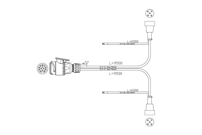 MANTES installazione elettrica, cablaggio per rimorchio barca, 9,5 m, spina a 13 pin, 2 baionette a 5 pin