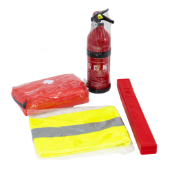 Kit per auto HERMON: kit di pronto soccorso, estintore, triangolo, giubbotto