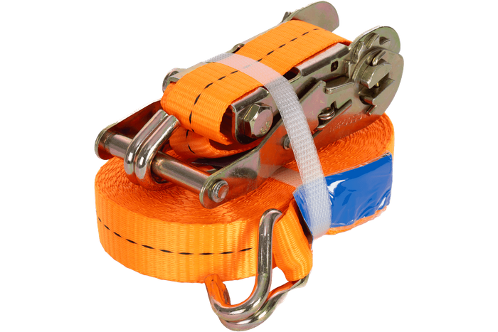 Set di quattro cinghie di trasporto UNITRAILER arancioni da 10 m/25 mm/1 t con tenditore