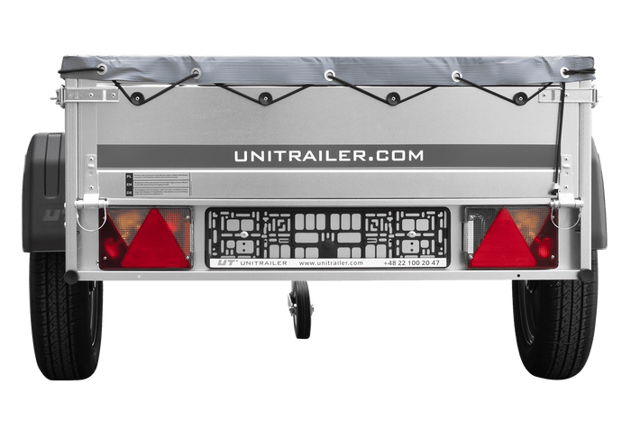 Rimorchio monoasse 200x106 UNITRAILER GARDEN 200 KIPP con telaio H-0 e copertura grigia