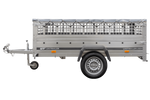 Rimorchio monoasse 230x125 UNITRAILER GARDEN 230 KIPP con sponde in rete, telaio H-0 e copertura grigia