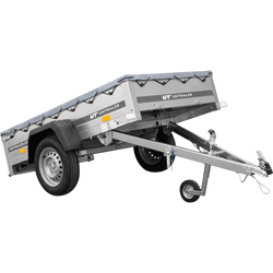 Rimorchio Garden Trailer 200 Kipp con ruotino d'appoggio, centina H-0 e telone grigio
