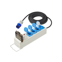 Prolunga da campeggio CEE con splitter ProPlus 373583DE, cavo da 10 m, 3 prese Schuko, 2 porte USB.