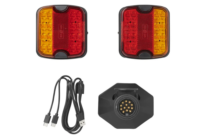 Luci posteriori a LED ProPlus a 13 pin, 4 funzioni sinistra + destra, magnetiche, Bluetooth