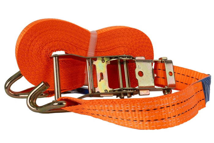 Set di quattro cinghie di trasporto UNITRAILER arancioni da 12 m/35 mm/2 t con tenditore