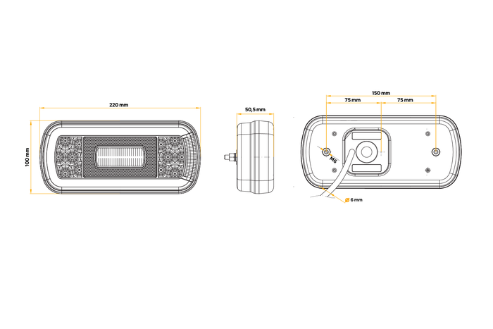 Fanale posteriore a LED FRISTOM FT-130 PM, 6 funzioni, universale