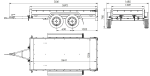 Rimorchio a due assi 264x125 UNITRAILER GARDEN 264/2 KIPP con telaio H-1100 e telone blu