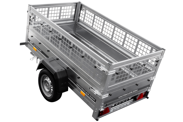 Rimorchio leggero Unitrailer Garden Trailer 200 kipp (new) con ruotino e sovrasponde a rete