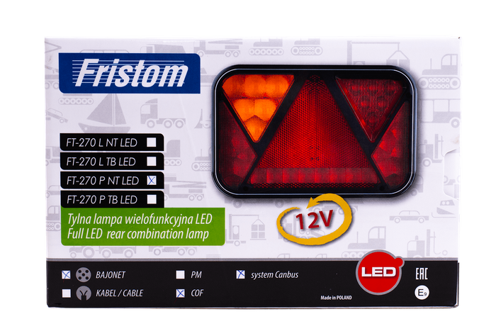 Fanale posteriore Fristom FT-270 LED 5 funzioni destro